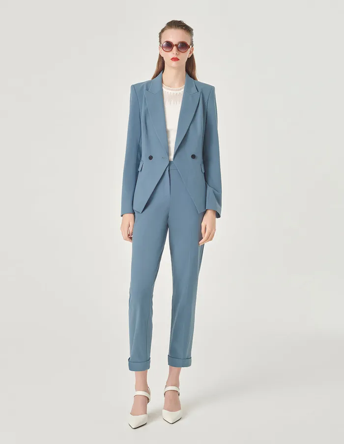 MARYLING Pants and Shorts Cuffed Embellished Suit Trousers Blue Haze 8211 Women MARYLING Pants and Shorts Cuffed Embellished Suit Trousers Blue Haze 8211 Women