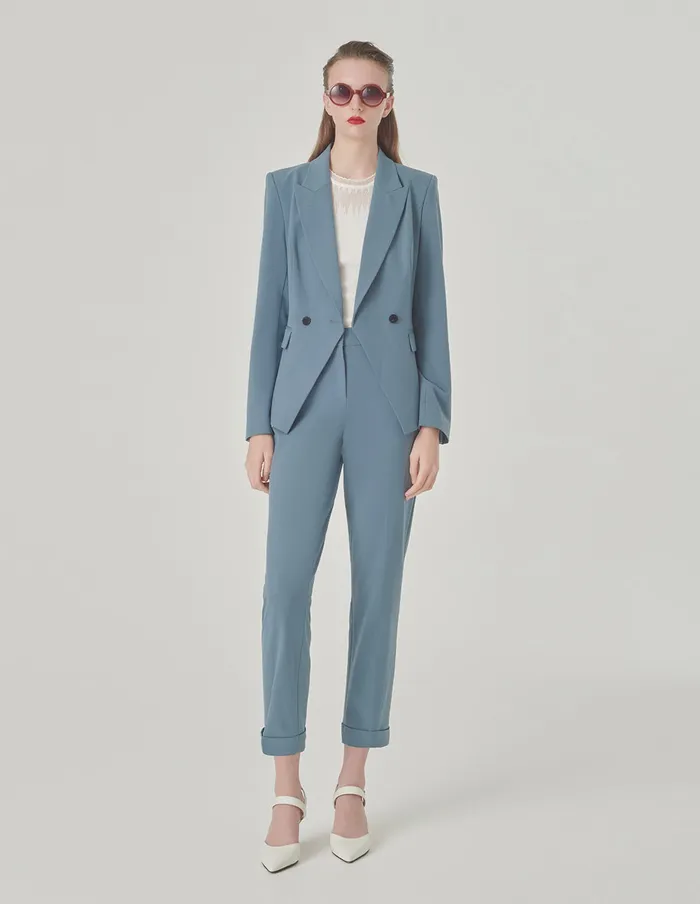 MARYLING Pants and Shorts Cuffed Embellished Suit Trousers Blue Haze 8211 Women MARYLING Pants and Shorts Cuffed Embellished Suit Trousers Blue Haze 8211 Women