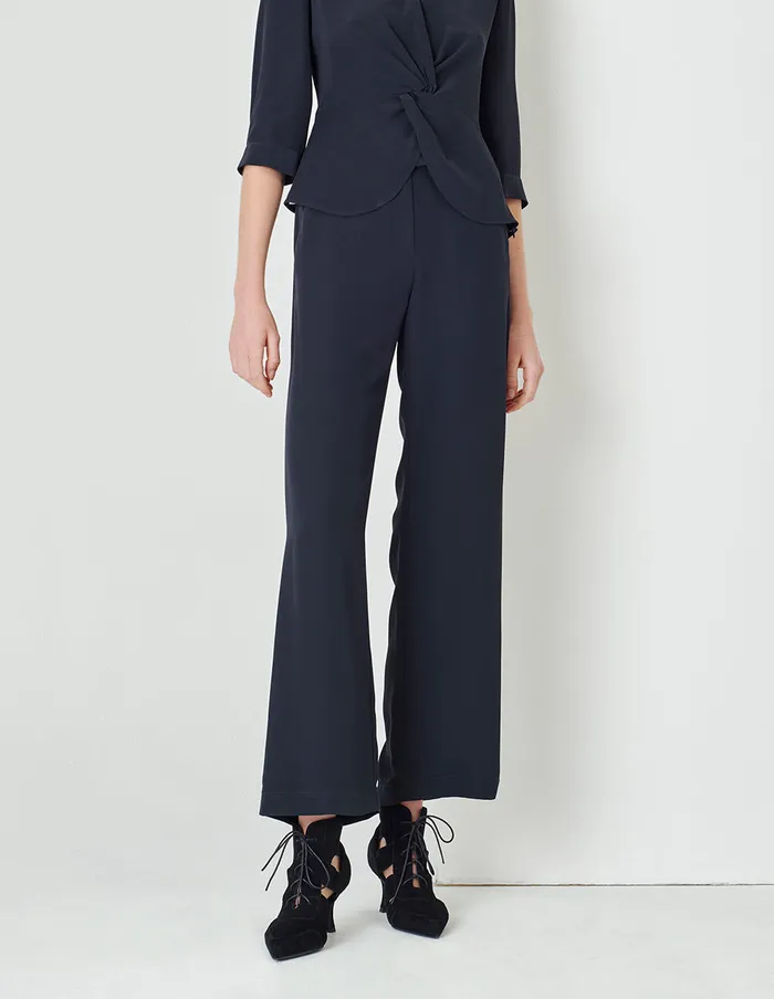 MARYLING Pants and Shorts Dark Blue Straight Wide Leg Pants Blue 8211 Women MARYLING Pants and Shorts Dark Blue Straight Wide Leg Pants Blue 8211 Women