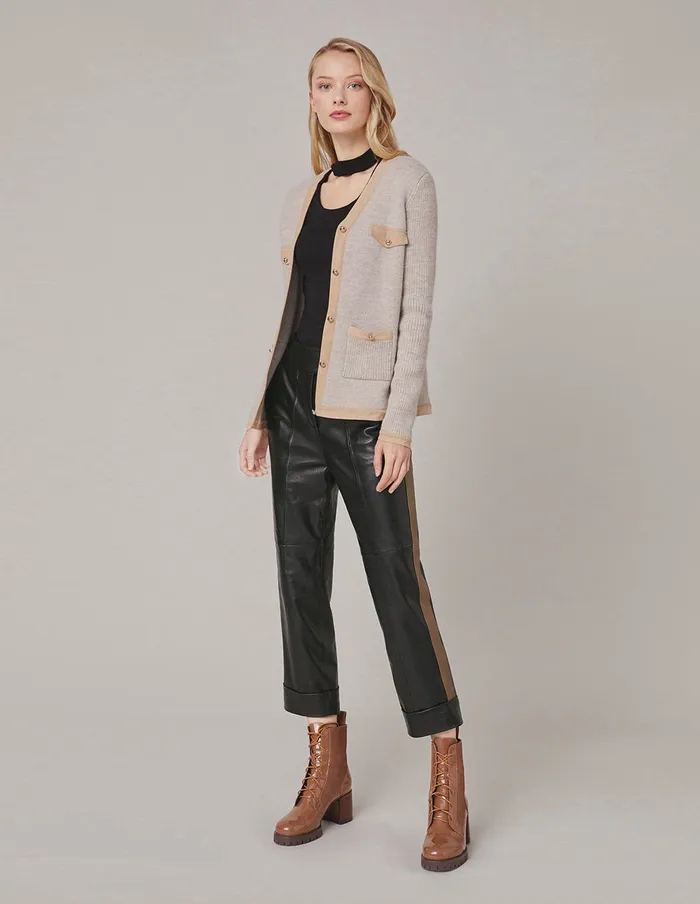 MARYLING Pants and Shorts HighWaist Straight Roll Leg Leather Pants Black 8211 Women MARYLING Pants and Shorts HighWaist Straight Roll Leg Leather Pants Black 8211 Women