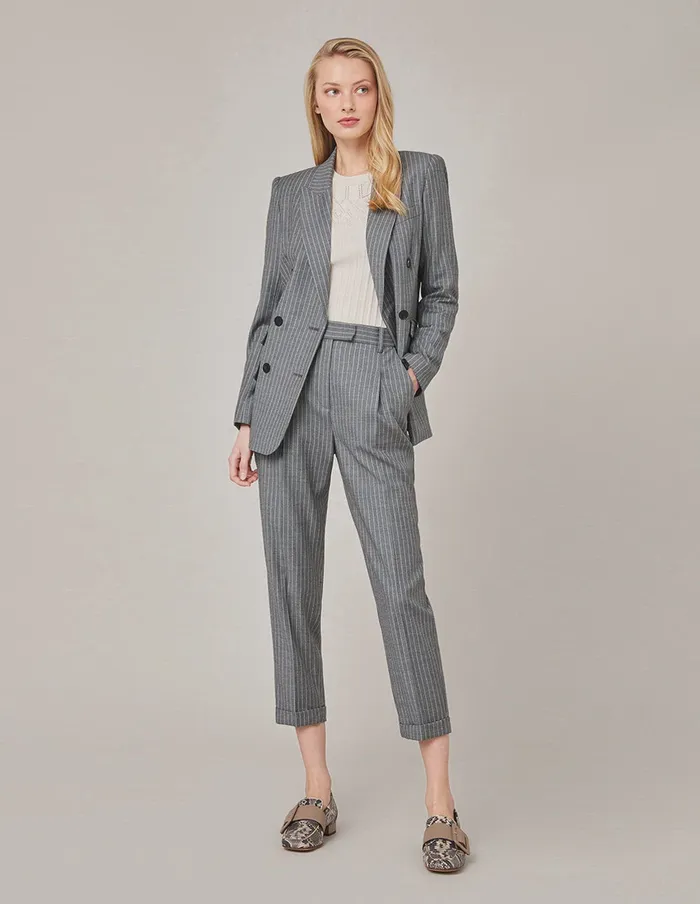 MARYLING Pants and Shorts STRIPE CROP LEG SUITING PANTS Dark Gray 8211 Women MARYLING Pants and Shorts STRIPE CROP LEG SUITING PANTS Dark Gray 8211 Women