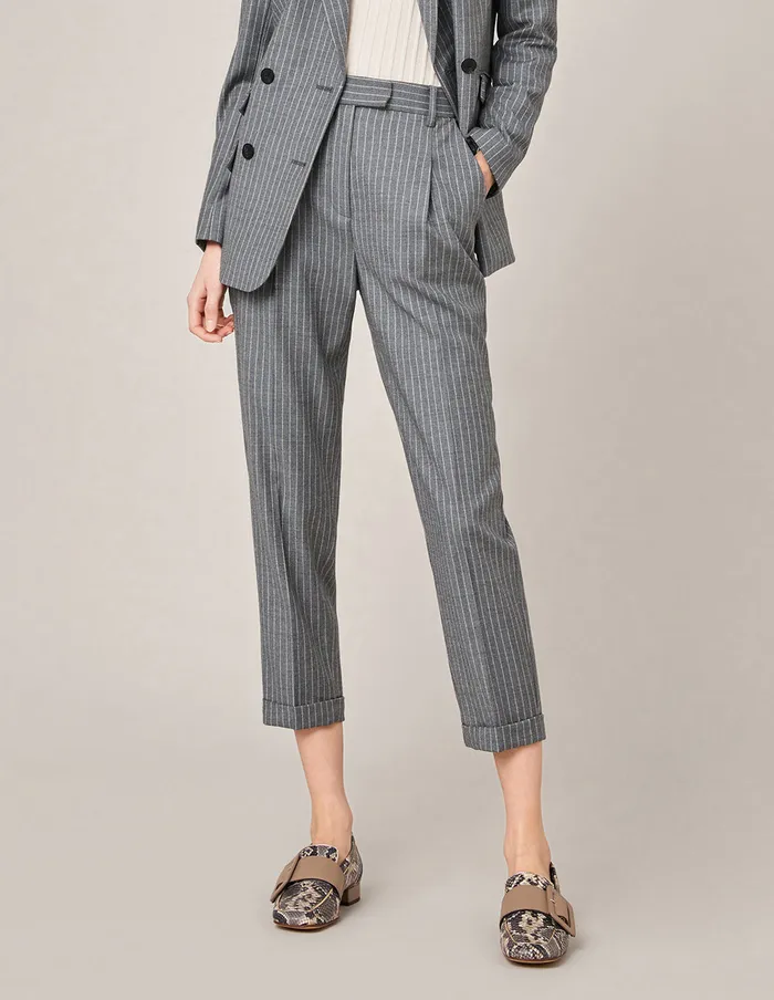MARYLING Pants and Shorts STRIPE CROP LEG SUITING PANTS Dark Gray 8211 Women MARYLING Pants and Shorts STRIPE CROP LEG SUITING PANTS Dark Gray 8211 Women
