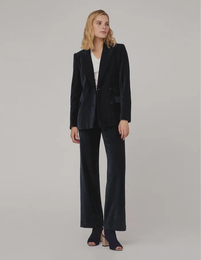 MARYLING Pants and Shorts VELVET CORDUROY FLARED LEGS SUIT PANTS Blue 8211 Women