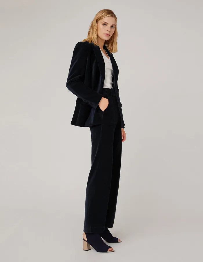 MARYLING Pants and Shorts VELVET CORDUROY FLARED LEGS SUIT PANTS Blue 8211 Women