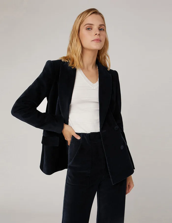 MARYLING Pants and Shorts VELVET CORDUROY FLARED LEGS SUIT PANTS Blue 8211 Women