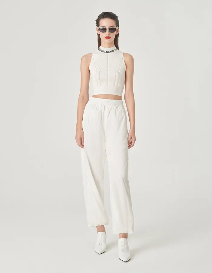 MARYLING Pants and Shorts White Drawstring Elastic Casual Trousers Snow 8211 Women MARYLING Pants and Shorts White Drawstring Elastic Casual Trousers Snow 8211 Women