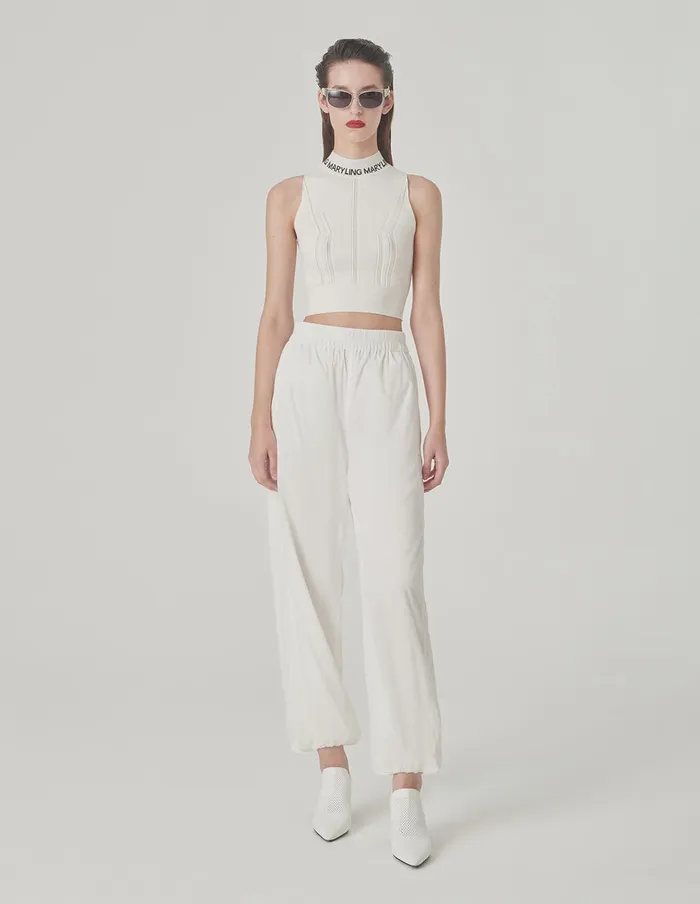 MARYLING Pants and Shorts White Drawstring Elastic Casual Trousers Snow 8211 Women