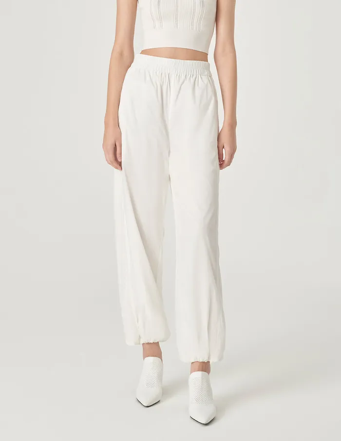 MARYLING Pants and Shorts White Drawstring Elastic Casual Trousers Snow 8211 Women