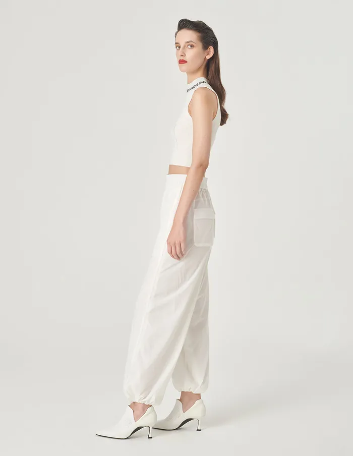 MARYLING Pants and Shorts White Drawstring Elastic Casual Trousers Snow 8211 Women