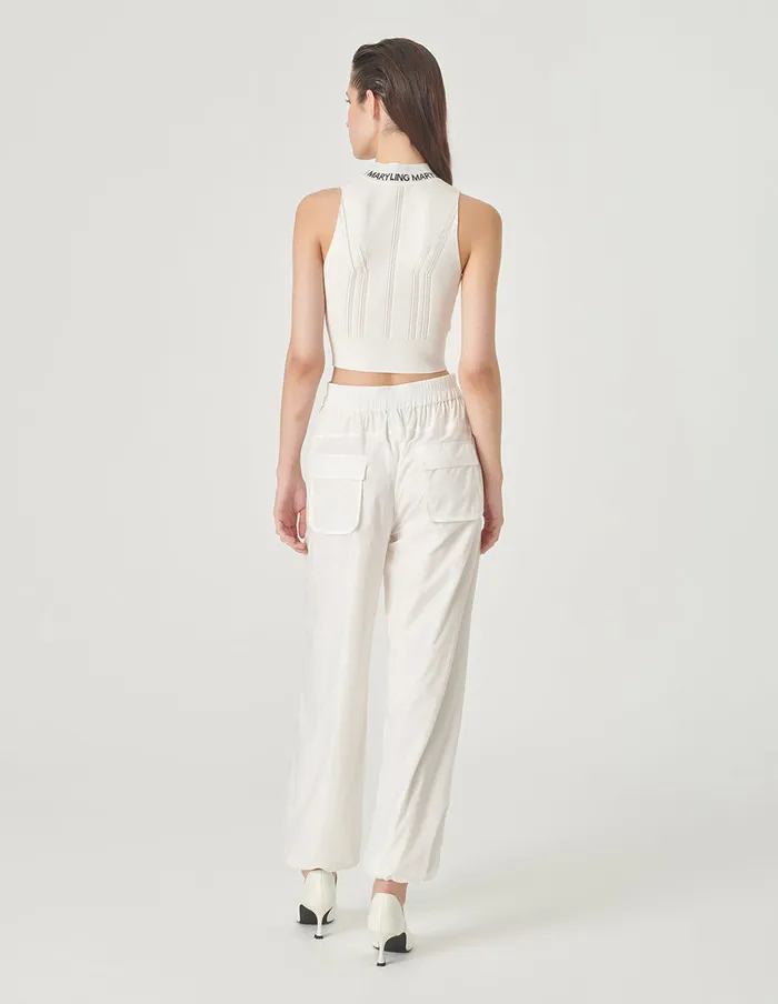 MARYLING Pants and Shorts White Drawstring Elastic Casual Trousers Snow 8211 Women