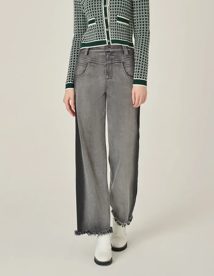 MARYLING Pants and Shorts WideLeg AnkleWashed Straight Denim Pants Dark Grey 8211 Women MARYLING Pants and Shorts WideLeg AnkleWashed Straight Denim Pants Dark Grey 8211 Women