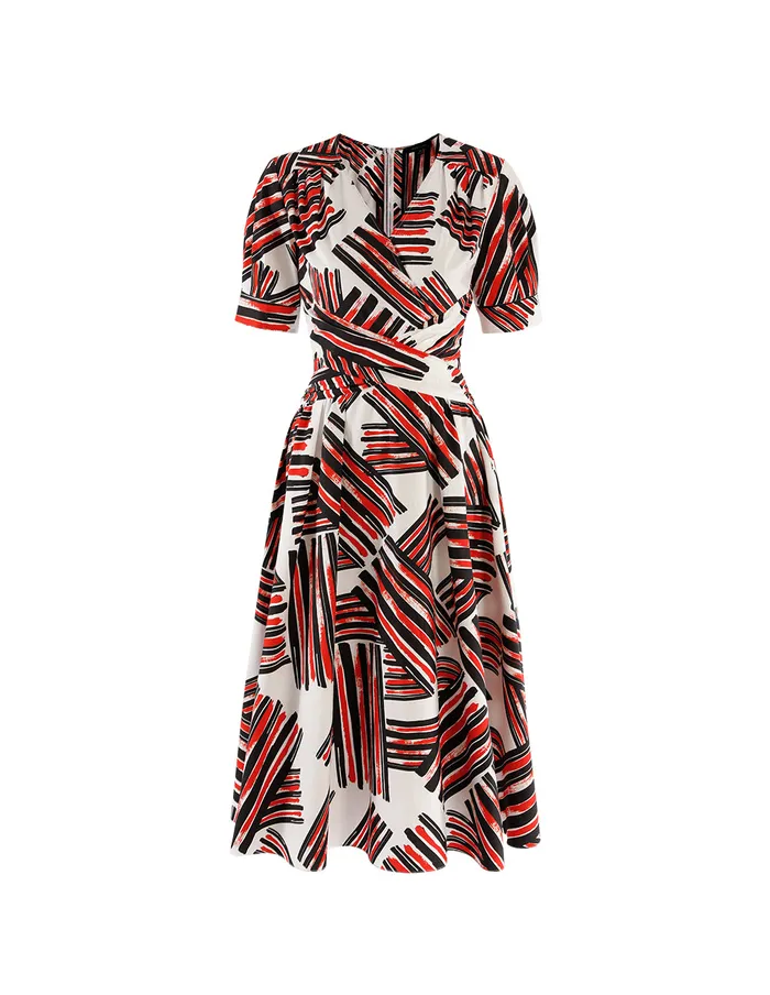 MARYLING Printed Dress VNeck Puffed Sleeves Dress Mix 8211 Women MARYLING Printed Dress VNeck Puffed Sleeves Dress Mix 8211 Women