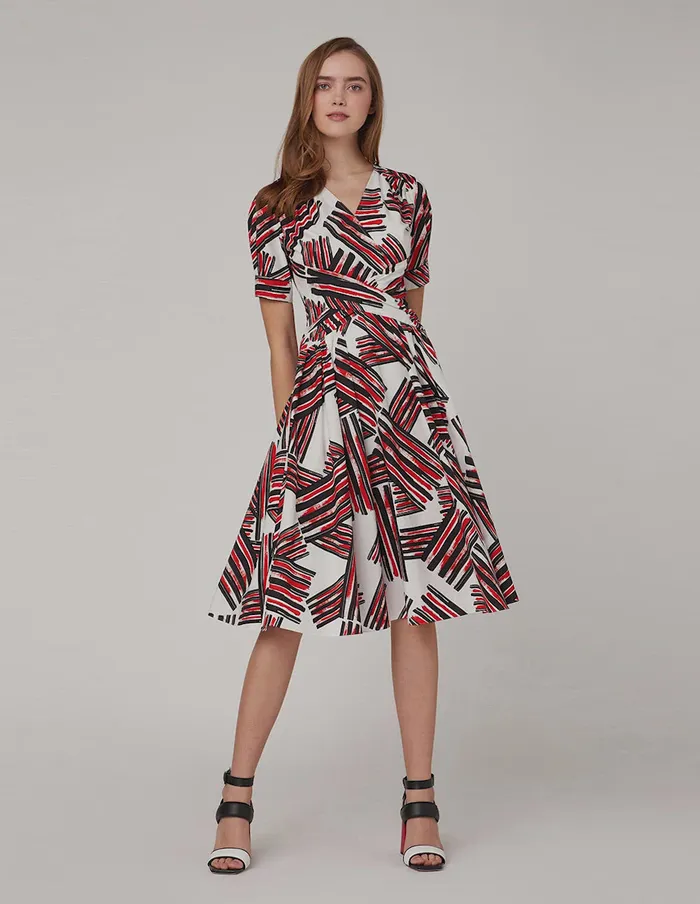 MARYLING Printed Dress VNeck Puffed Sleeves Dress Mix 8211 Women MARYLING Printed Dress VNeck Puffed Sleeves Dress Mix 8211 Women