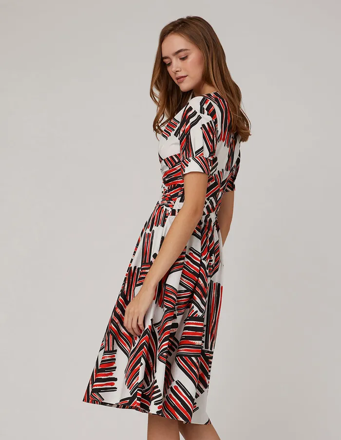MARYLING Printed Dress VNeck Puffed Sleeves Dress Mix 8211 Women MARYLING Printed Dress VNeck Puffed Sleeves Dress Mix 8211 Women