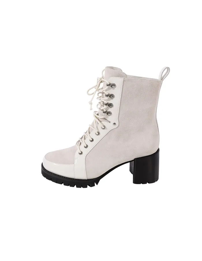 MARYLING Shoes Lime White Sheepskin Stitching Shallow Boots White 8211 Women MARYLING Shoes Lime White Sheepskin Stitching Shallow Boots White 8211 Women