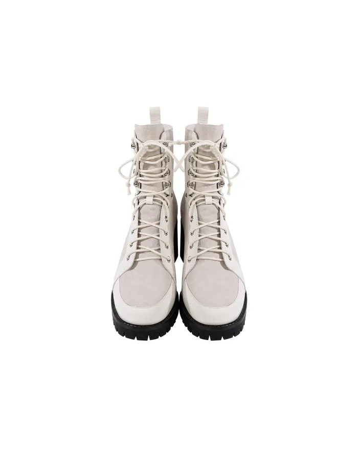 MARYLING Shoes Lime White Sheepskin Stitching Shallow Boots White 8211 Women MARYLING Shoes Lime White Sheepskin Stitching Shallow Boots White 8211 Women