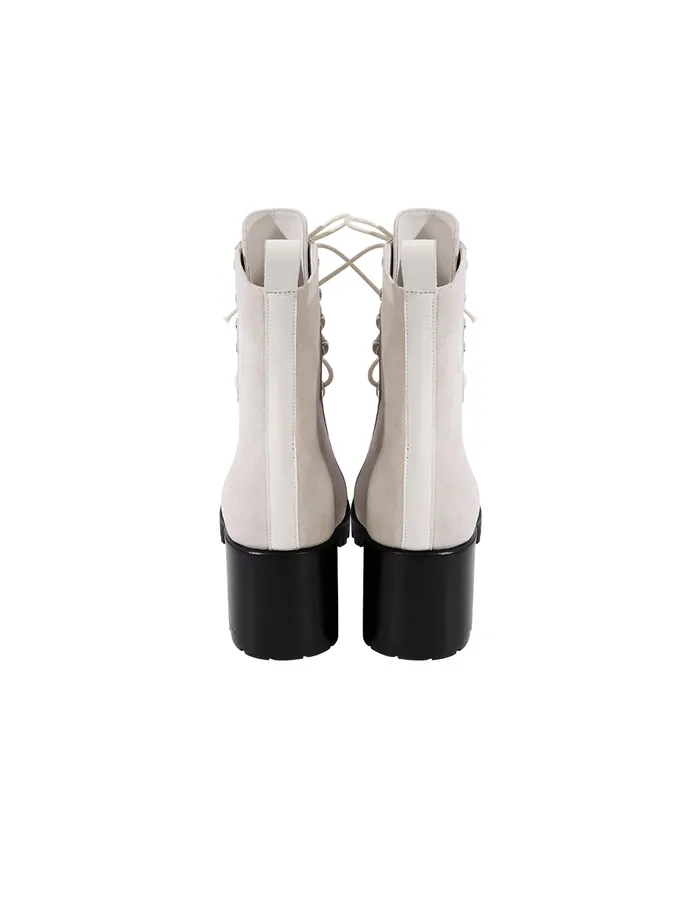 MARYLING Shoes Lime White Sheepskin Stitching Shallow Boots White 8211 Women MARYLING Shoes Lime White Sheepskin Stitching Shallow Boots White 8211 Women