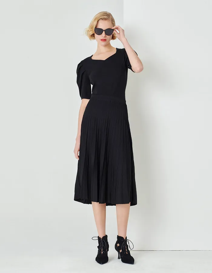 MARYLING Skirts Black Classic Pleated Knitted Skirt Black 8211 Women