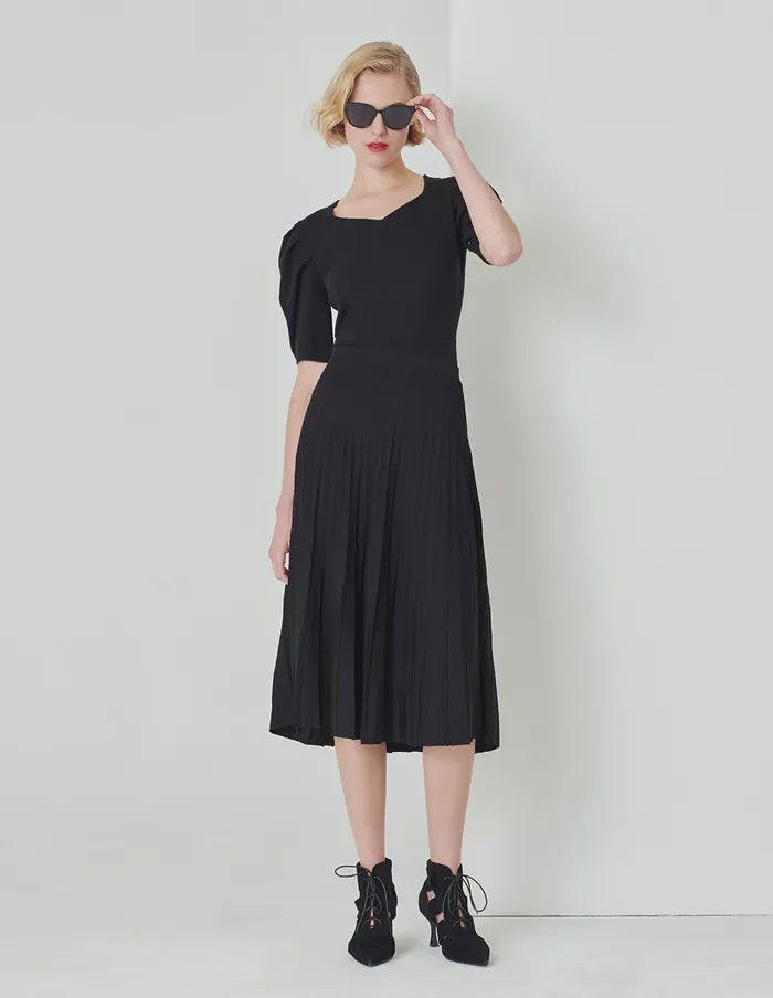 MARYLING Skirts Black Classic Pleated Knitted Skirt Black 8211 Women