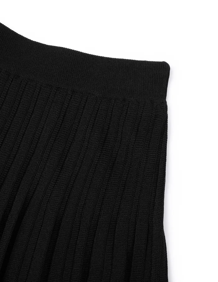 MARYLING Skirts Black Classic Pleated Knitted Skirt Black 8211 Women