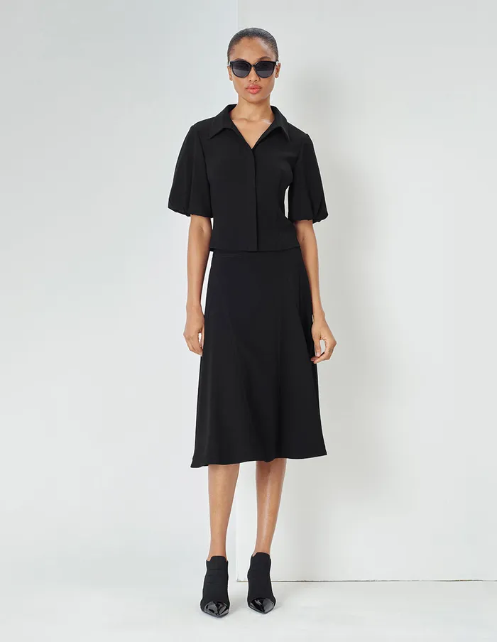 MARYLING Skirts Black CurveCut Bright Line Detail Skirt Black 8211 Women
