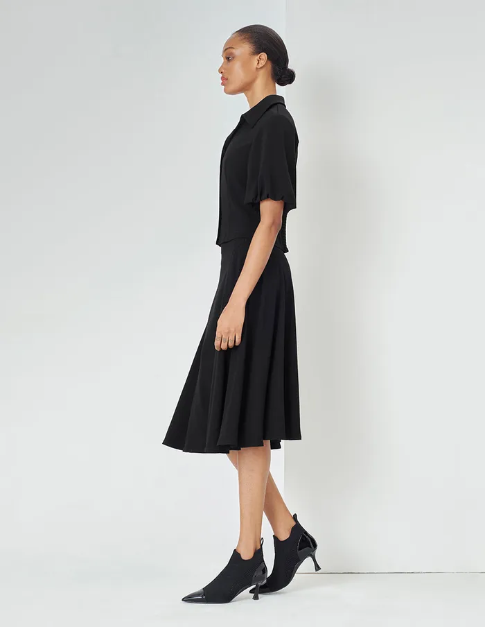 MARYLING Skirts Black CurveCut Bright Line Detail Skirt Black 8211 Women MARYLING Skirts Black CurveCut Bright Line Detail Skirt Black 8211 Women