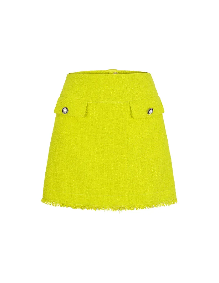 MARYLING Skirts Bright Yellow Contrast Button Tweed Skirt Yellow 8211 Women MARYLING Skirts Bright Yellow Contrast Button Tweed Skirt Yellow 8211 Women