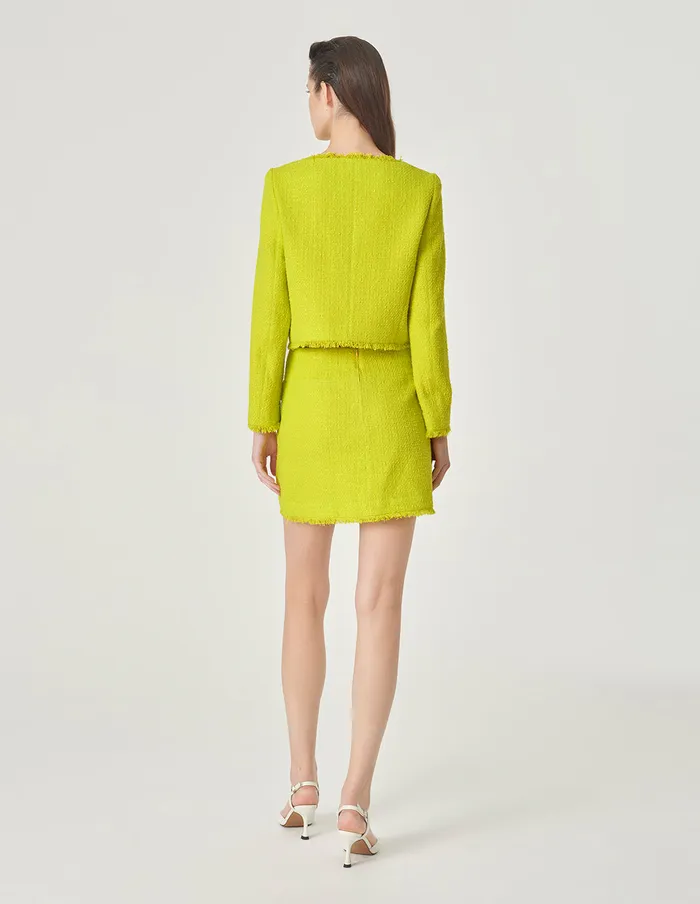 MARYLING Skirts Bright Yellow Contrast Button Tweed Skirt Yellow 8211 Women MARYLING Skirts Bright Yellow Contrast Button Tweed Skirt Yellow 8211 Women