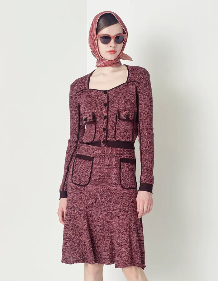 MARYLING Skirts Burgundy Red Contrast Knitted Skirt Mix 8211 Women MARYLING Skirts Burgundy Red Contrast Knitted Skirt Mix 8211 Women