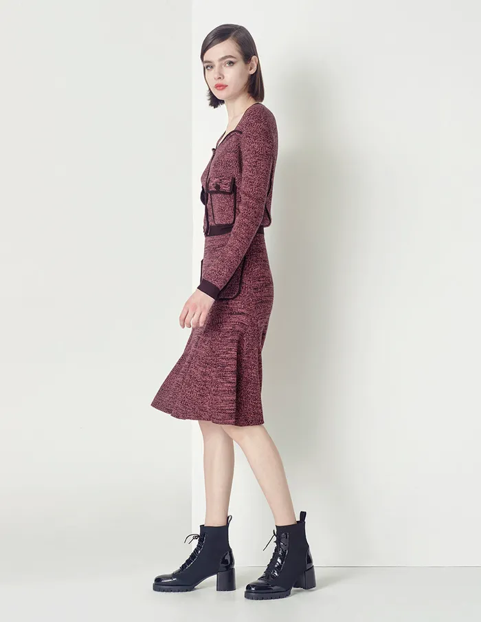 MARYLING Skirts Burgundy Red Contrast Knitted Skirt Mix 8211 Women MARYLING Skirts Burgundy Red Contrast Knitted Skirt Mix 8211 Women
