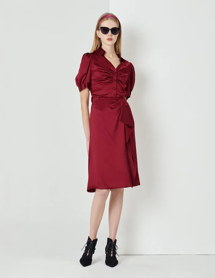 MARYLING Skirts Burgundy Ruffle Mermaid Skirt Red 8211 Women
