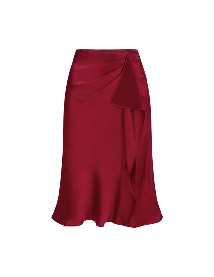 MARYLING Skirts Burgundy Ruffle Mermaid Skirt Red 8211 Women MARYLING Skirts Burgundy Ruffle Mermaid Skirt Red 8211 Women