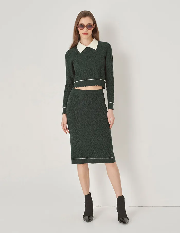 MARYLING Skirts Dark Green Jacquard Knit Skirt Green 8211 Women