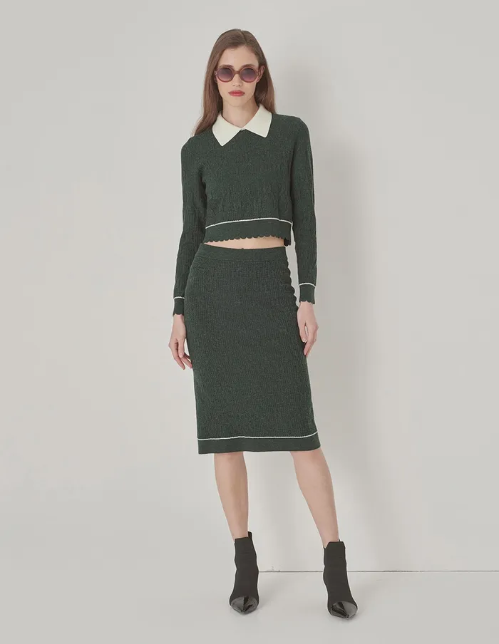 MARYLING Skirts Dark Green Jacquard Knit Skirt Green 8211 Women MARYLING Skirts Dark Green Jacquard Knit Skirt Green 8211 Women