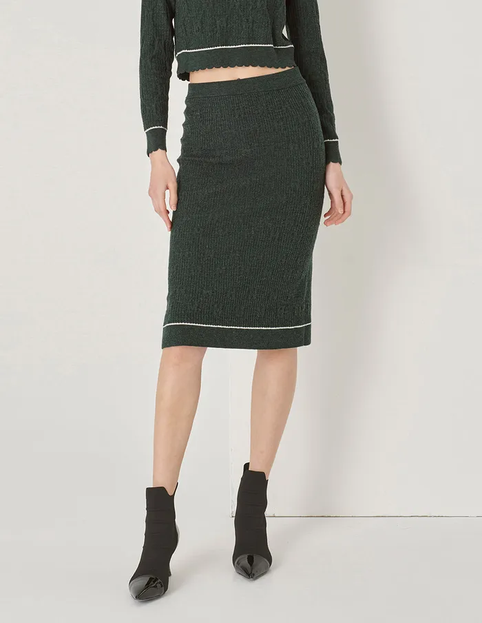 MARYLING Skirts Dark Green Jacquard Knit Skirt Green 8211 Women MARYLING Skirts Dark Green Jacquard Knit Skirt Green 8211 Women