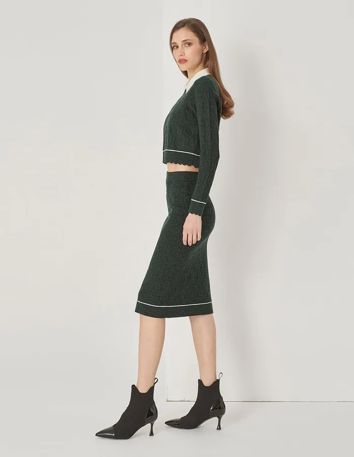 MARYLING Skirts Dark Green Jacquard Knit Skirt Green 8211 Women MARYLING Skirts Dark Green Jacquard Knit Skirt Green 8211 Women