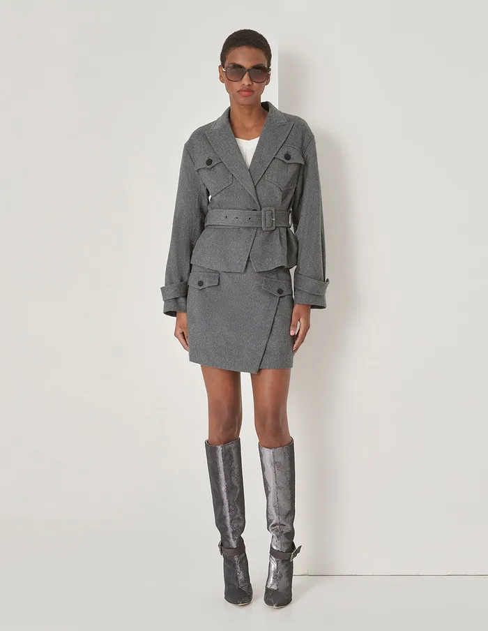 MARYLING Skirts Gray Contrast Button Detail Small A Skirt Grey 8211 Women