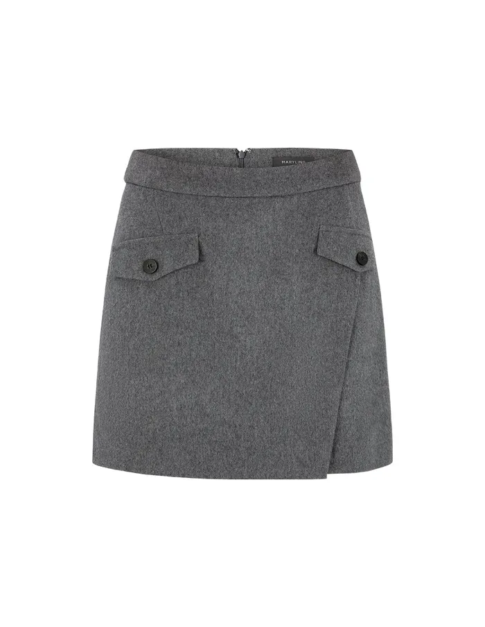 MARYLING Skirts Gray Contrast Button Detail Small A Skirt Grey 8211 Women MARYLING Skirts Gray Contrast Button Detail Small A Skirt Grey 8211 Women