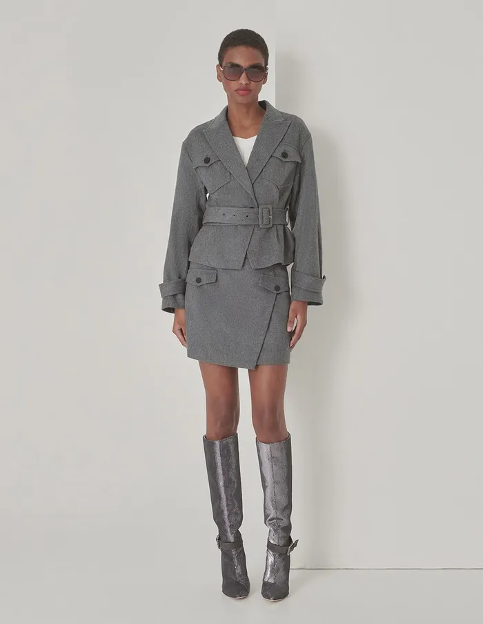 MARYLING Skirts Gray Contrast Button Detail Small A Skirt Grey 8211 Women MARYLING Skirts Gray Contrast Button Detail Small A Skirt Grey 8211 Women