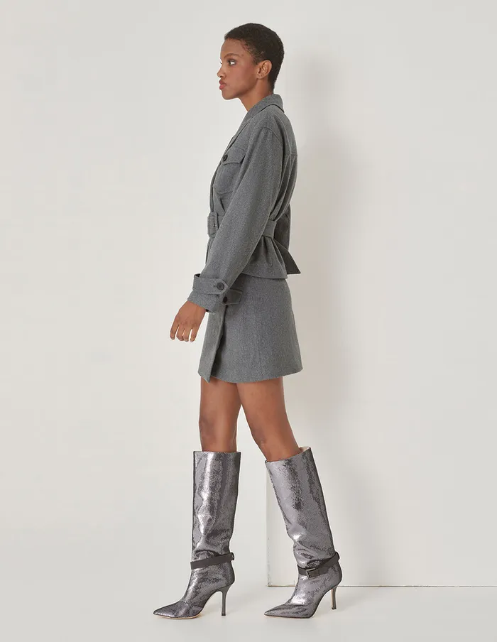 MARYLING Skirts Gray Contrast Button Detail Small A Skirt Grey 8211 Women MARYLING Skirts Gray Contrast Button Detail Small A Skirt Grey 8211 Women