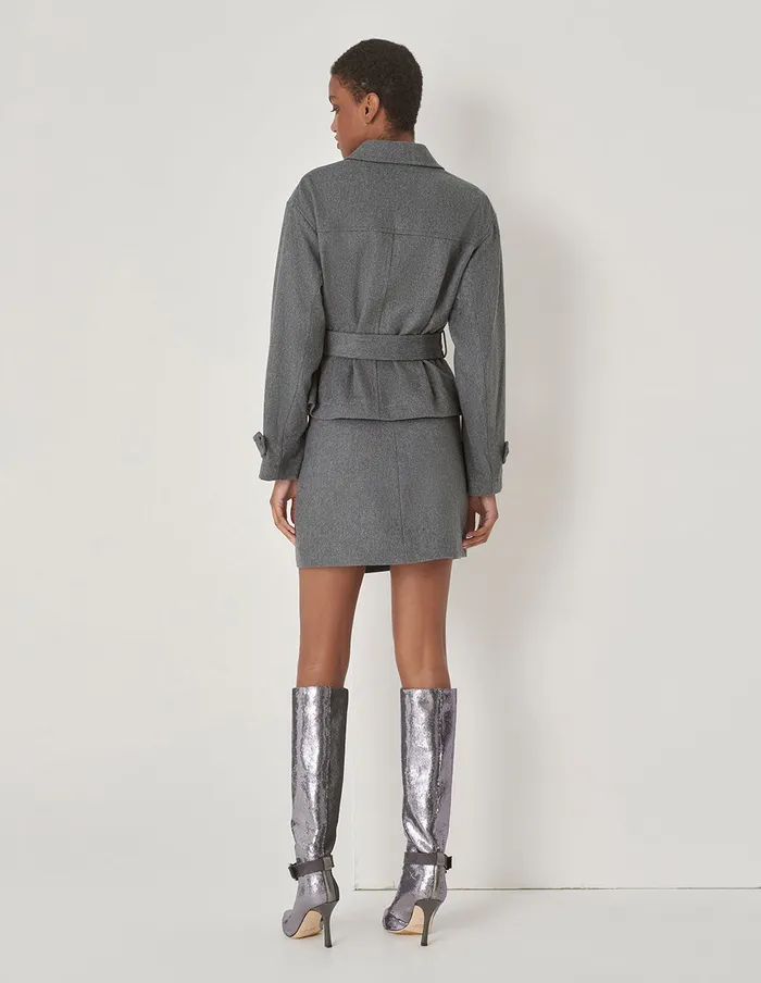 MARYLING Skirts Gray Contrast Button Detail Small A Skirt Grey 8211 Women MARYLING Skirts Gray Contrast Button Detail Small A Skirt Grey 8211 Women