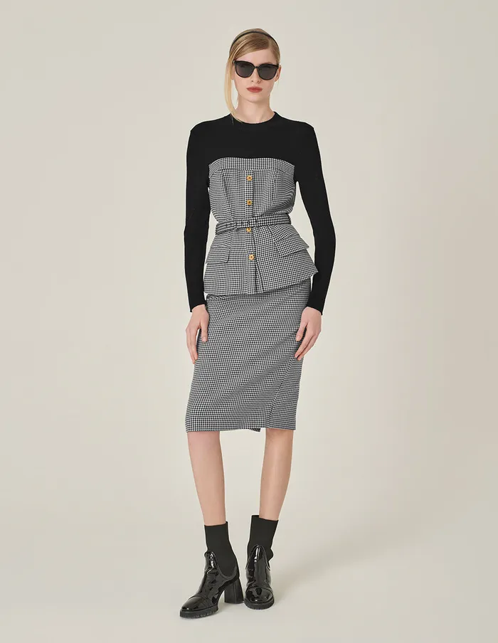 MARYLING Skirts Houndstooth StraightFit Bodycon KneeLength Skirt Houndstooth 8211 Women MARYLING Skirts Houndstooth StraightFit Bodycon KneeLength Skirt Houndstooth 8211 Women