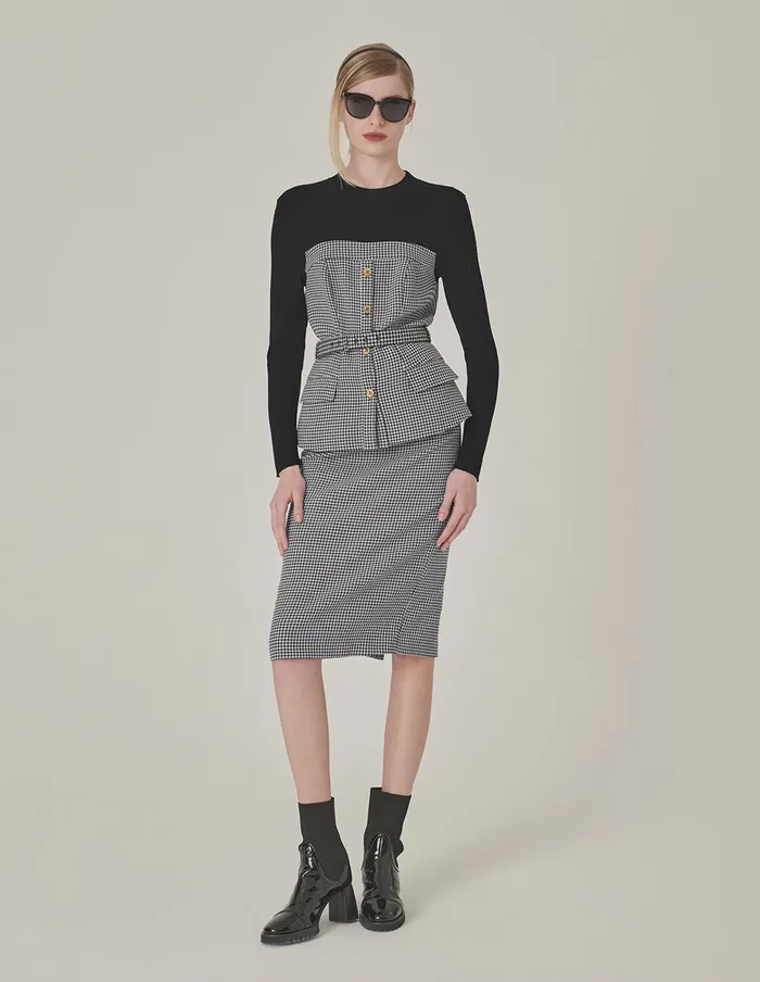 MARYLING Skirts Houndstooth StraightFit Bodycon KneeLength Skirt Houndstooth 8211 Women MARYLING Skirts Houndstooth StraightFit Bodycon KneeLength Skirt Houndstooth 8211 Women