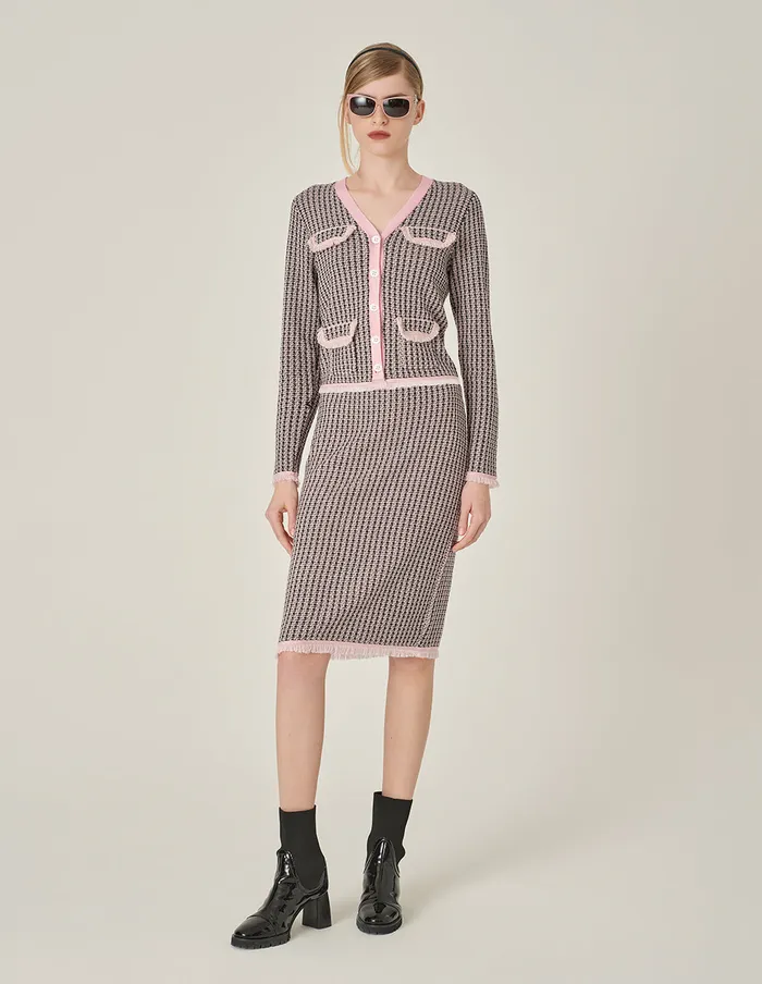 MARYLING Skirts Houndstooth StraightLeg KneeLength Wool Knitted Skirt Checkes 8211 Women MARYLING Skirts Houndstooth StraightLeg KneeLength Wool Knitted Skirt Checkes 8211 Women
