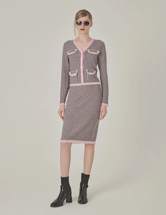 MARYLING Skirts Houndstooth StraightLeg KneeLength Wool Knitted Skirt Checkes 8211 Women MARYLING Skirts Houndstooth StraightLeg KneeLength Wool Knitted Skirt Checkes 8211 Women