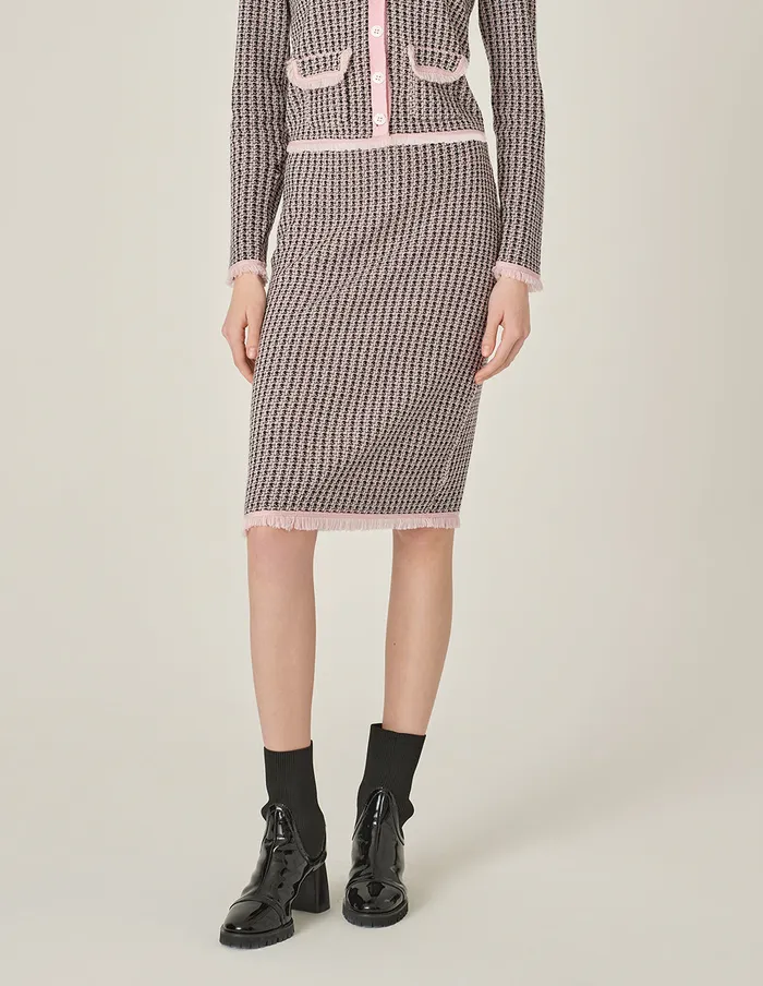 MARYLING Skirts Houndstooth StraightLeg KneeLength Wool Knitted Skirt Checkes 8211 Women MARYLING Skirts Houndstooth StraightLeg KneeLength Wool Knitted Skirt Checkes 8211 Women