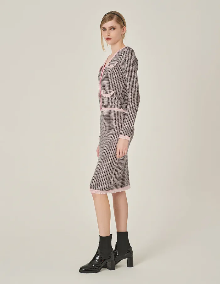 MARYLING Skirts Houndstooth StraightLeg KneeLength Wool Knitted Skirt Checkes 8211 Women MARYLING Skirts Houndstooth StraightLeg KneeLength Wool Knitted Skirt Checkes 8211 Women