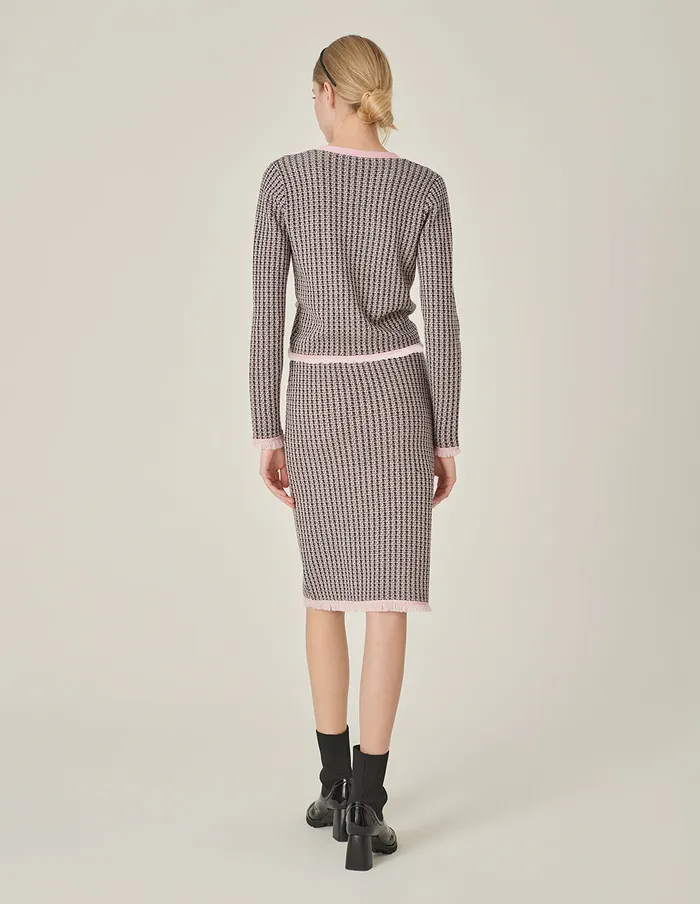 MARYLING Skirts Houndstooth StraightLeg KneeLength Wool Knitted Skirt Checkes 8211 Women MARYLING Skirts Houndstooth StraightLeg KneeLength Wool Knitted Skirt Checkes 8211 Women