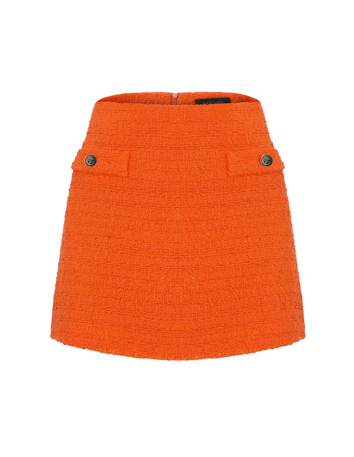 MARYLING Skirts METAL BUTTON ALINE TWEED MINI SKIRT Brown 8211 Women