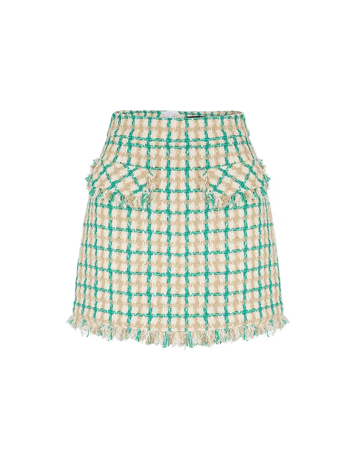 MARYLING Skirts Plaid Tweed Small A Line Skirt Green 8211 Women MARYLING Skirts Plaid Tweed Small A Line Skirt Green 8211 Women